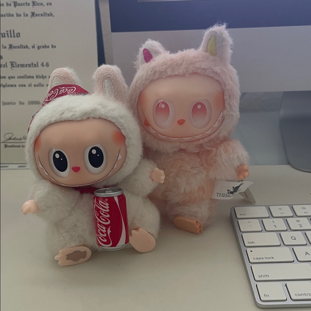 Cute Plush Bunny Vinyl Figures with Coca-Cola Can